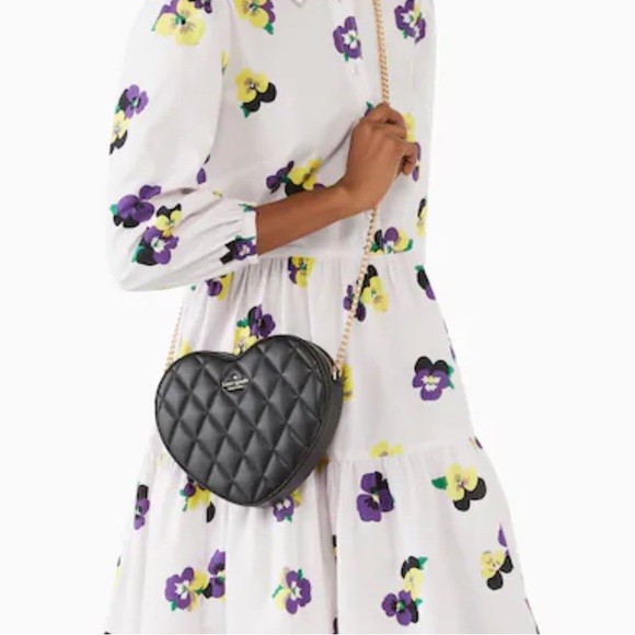 kate spade NWT! Love Shack Black Quilted Heart Crossbody Purse - Picture 3 of 9